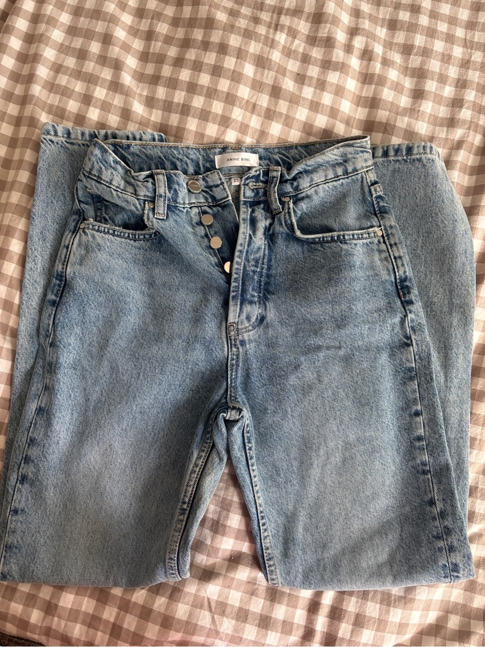 Anine Bing | Light Wash High-Rise‎ Button Fly Jeans